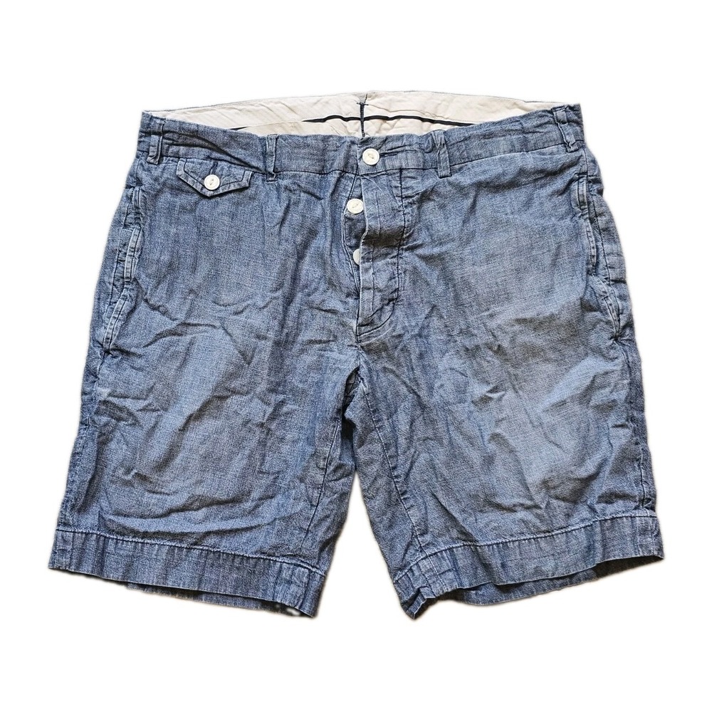 Polo Ralph Lauren Straight Fit Shorts Mens 32 Blue Chambray Denim Cotton